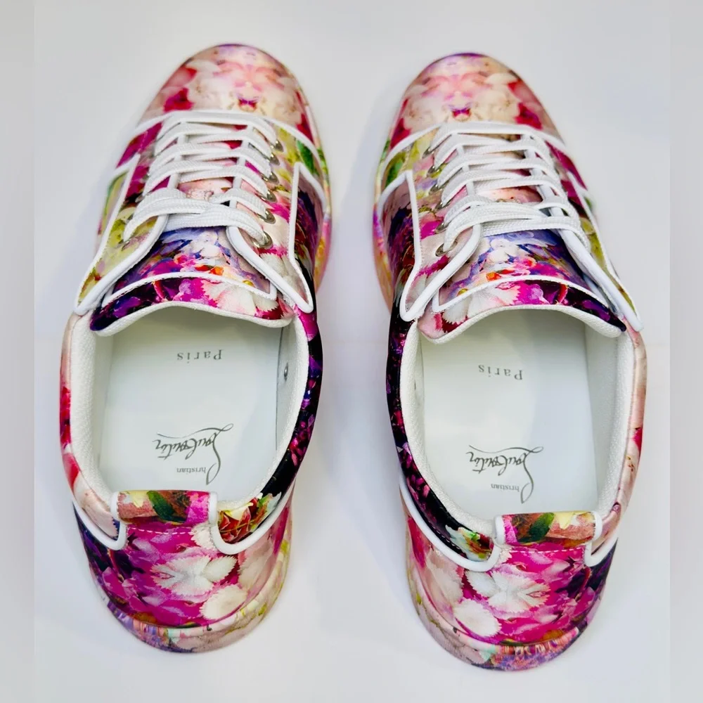 Christian Louboutin Junior Viera Orlato Flat Floral-print Satin Sneakers EU 43.5